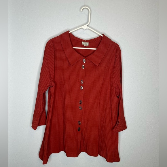 niche nilgun Tops - Niche Nilgun Derman Top Womens Size XL Lagenlook Crinkle Rust Orange